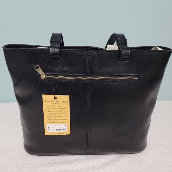 Patricia Nash Braden Colorblock Leather Tote Bag Black and Tan Handbag NEW - Picture 3 of 9